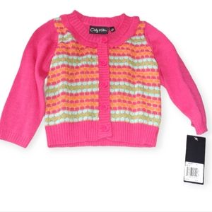 $38 NEW Only Kids | Cotton Blend Cute Pattern Retro 2T Pink Knit Cardigan Girls